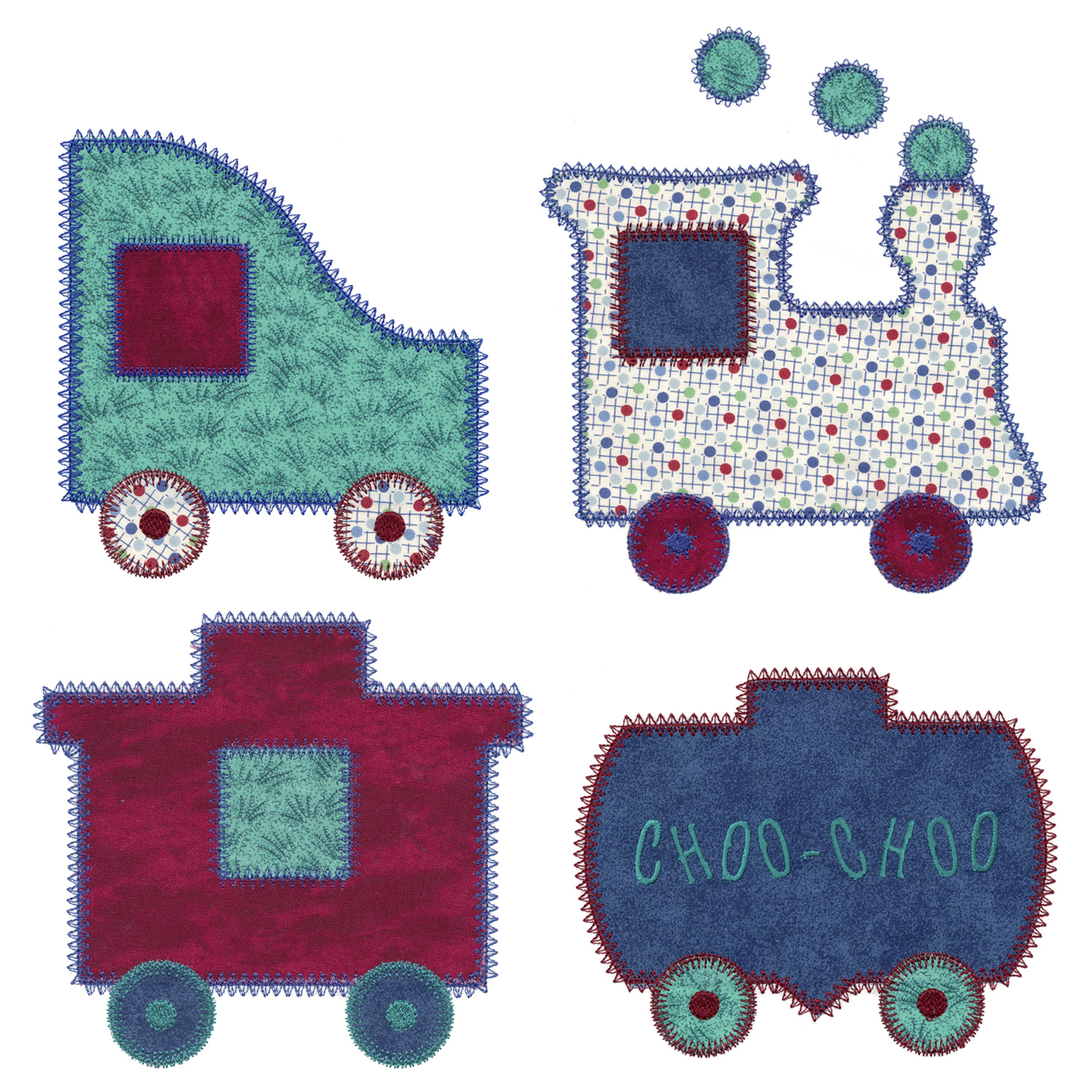 GO! Train Set 3 Embroidery Patterns by V-Stitch Designs - AccuQuilt