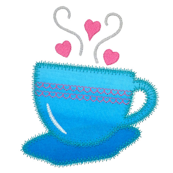 cup and saucer steaming hearts