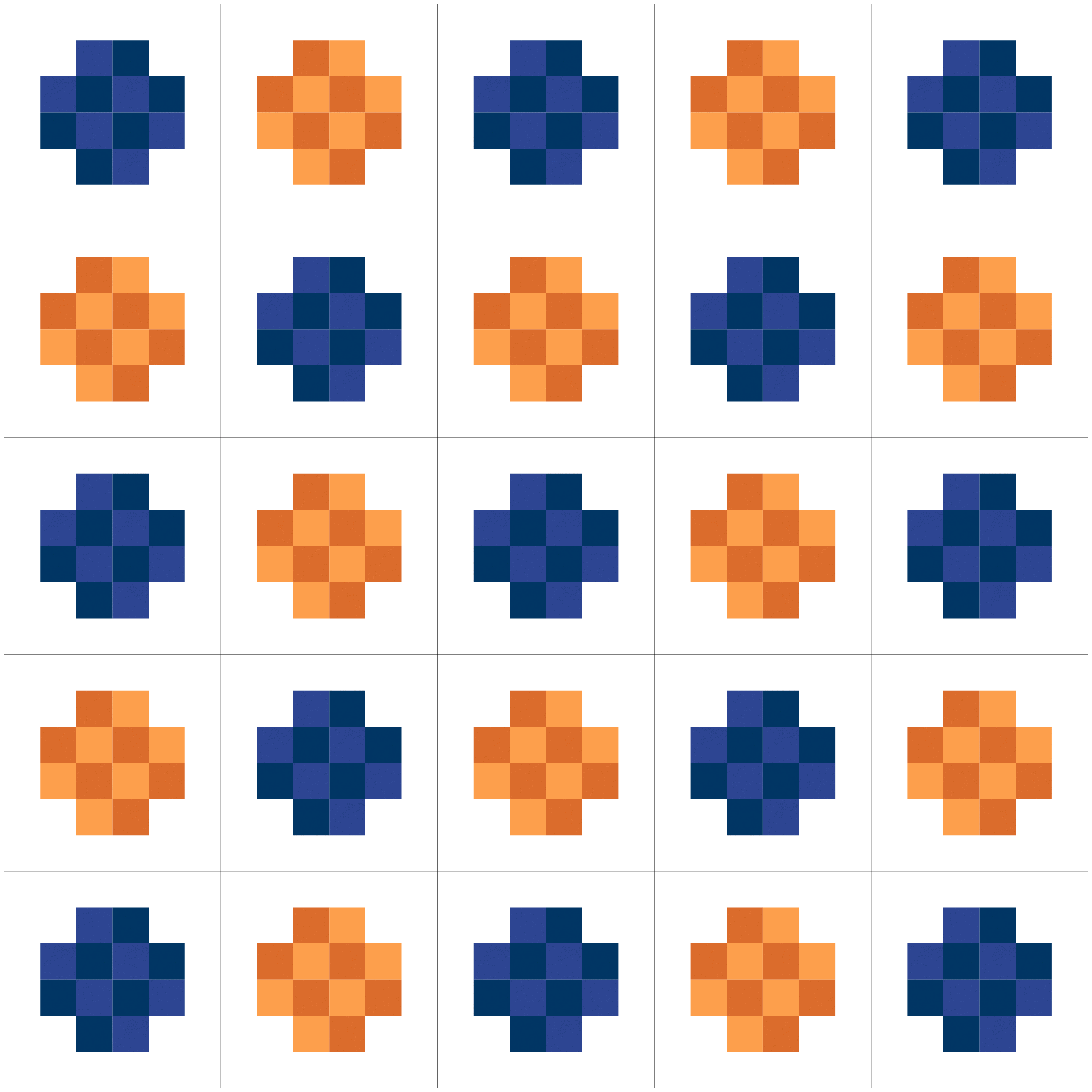 blue and orange scrappy plus quilt by alyce blyth of blossom heart quilts
