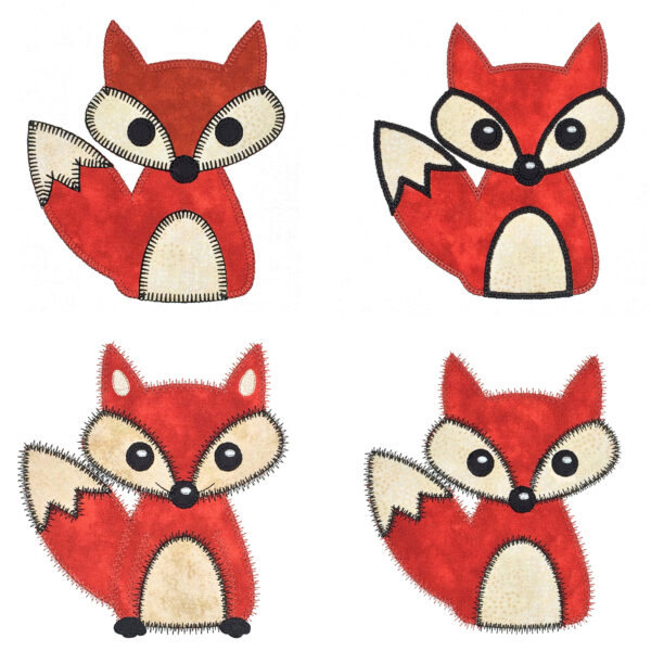 go! fox set embroidery pattern by v stitch designs