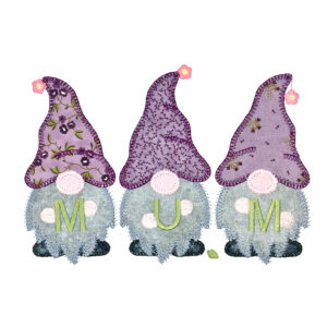 go! love mum gnomes embroidery pattern by v stitch designs