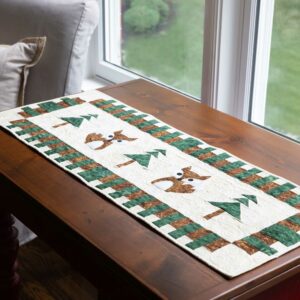 go! fox in a forest table runner pattern