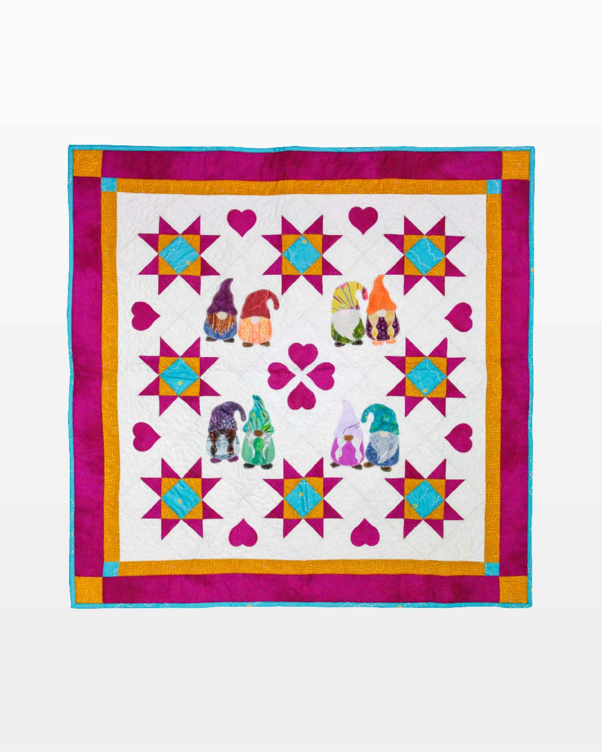 go! gnomes in love wall hanging pattern