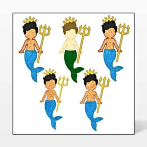 go! mermaid king & queen embroidery designs