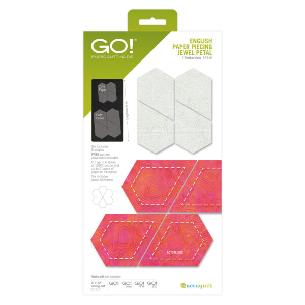 go! english paper piecing jewel petal 1" finished sides die