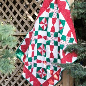 go! christmas wreaths and stars throw quilt pattern