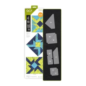 Sewing template set featuring colorful quilting designs and pattern pieces.